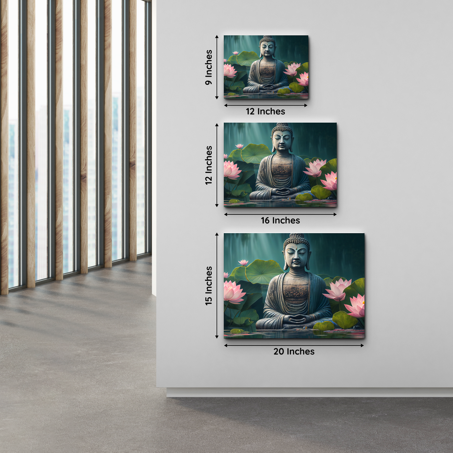Buddha Meditating in Water Wood Print Wall Art