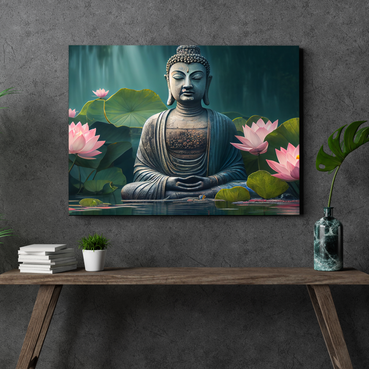 Buddha Meditating in Water Wood Print Wall Art