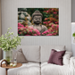 Buddha Meditating Statue in Nature Wood Print Wall Art