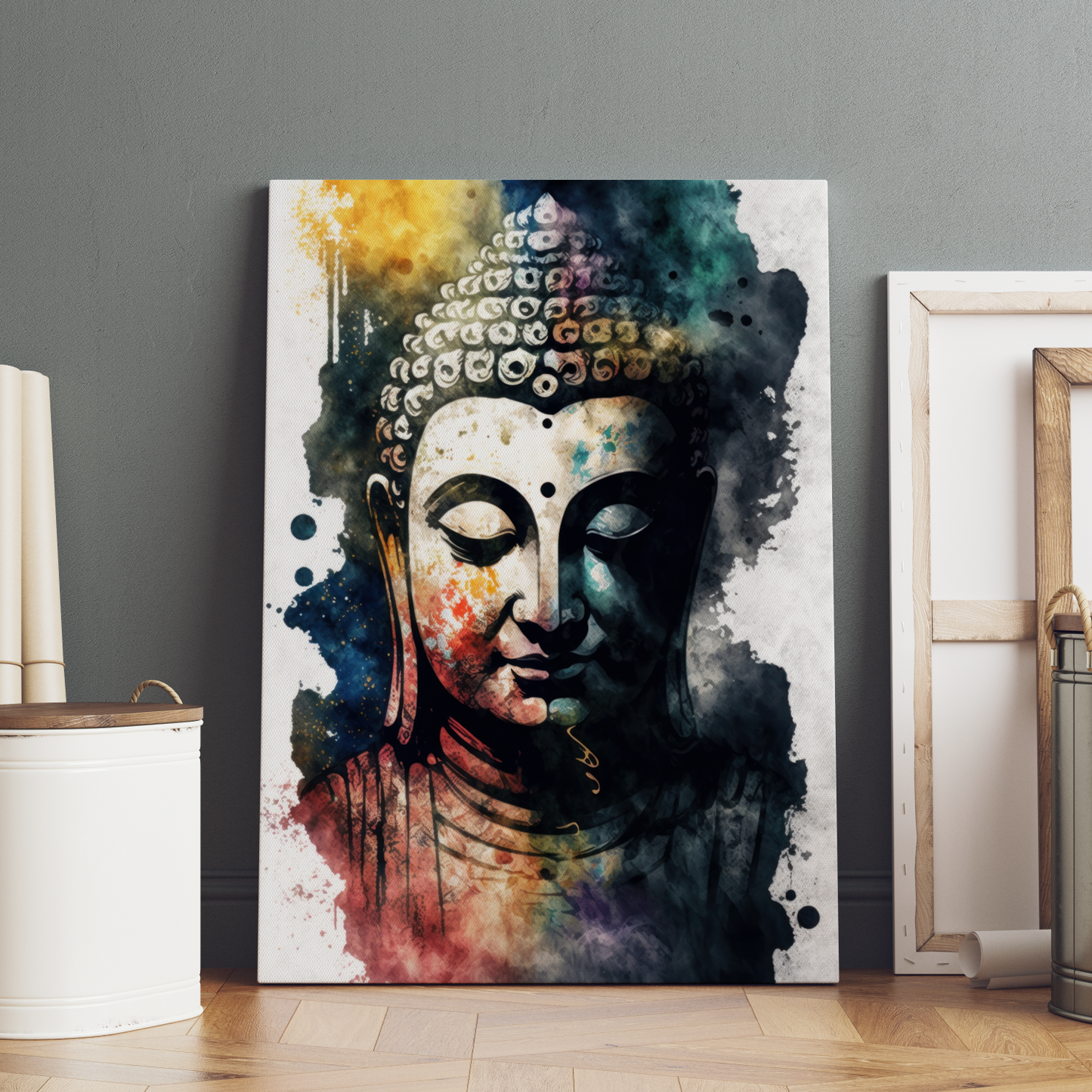 Meditating Buddha Water Color Wood Print Wall Art
