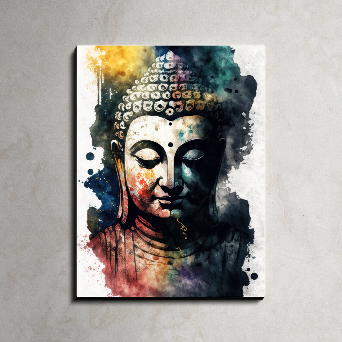 Meditating Buddha Water Color Wood Print Wall Art