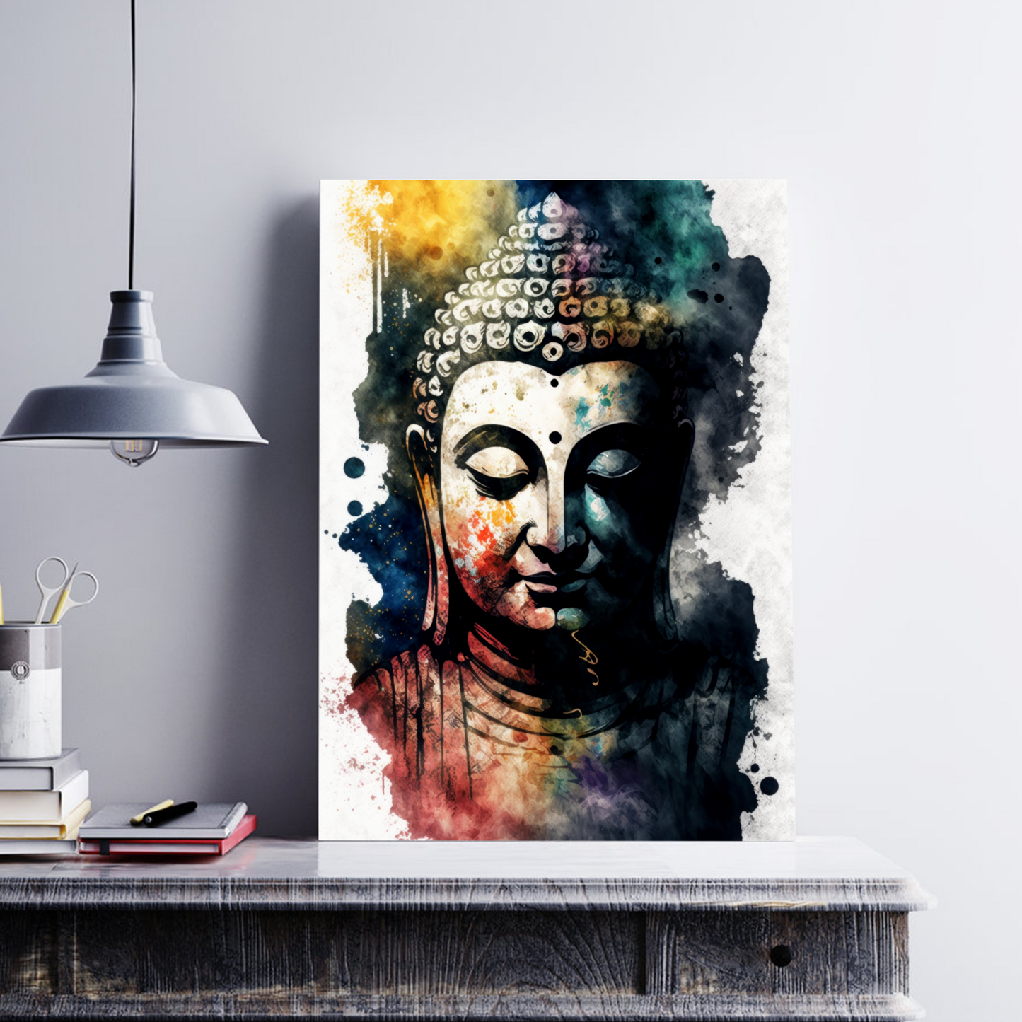 Meditating Buddha Water Color Wood Print Wall Art