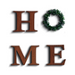 HOME Word With Ring Wreath Garland Wooden Sign Wall Art