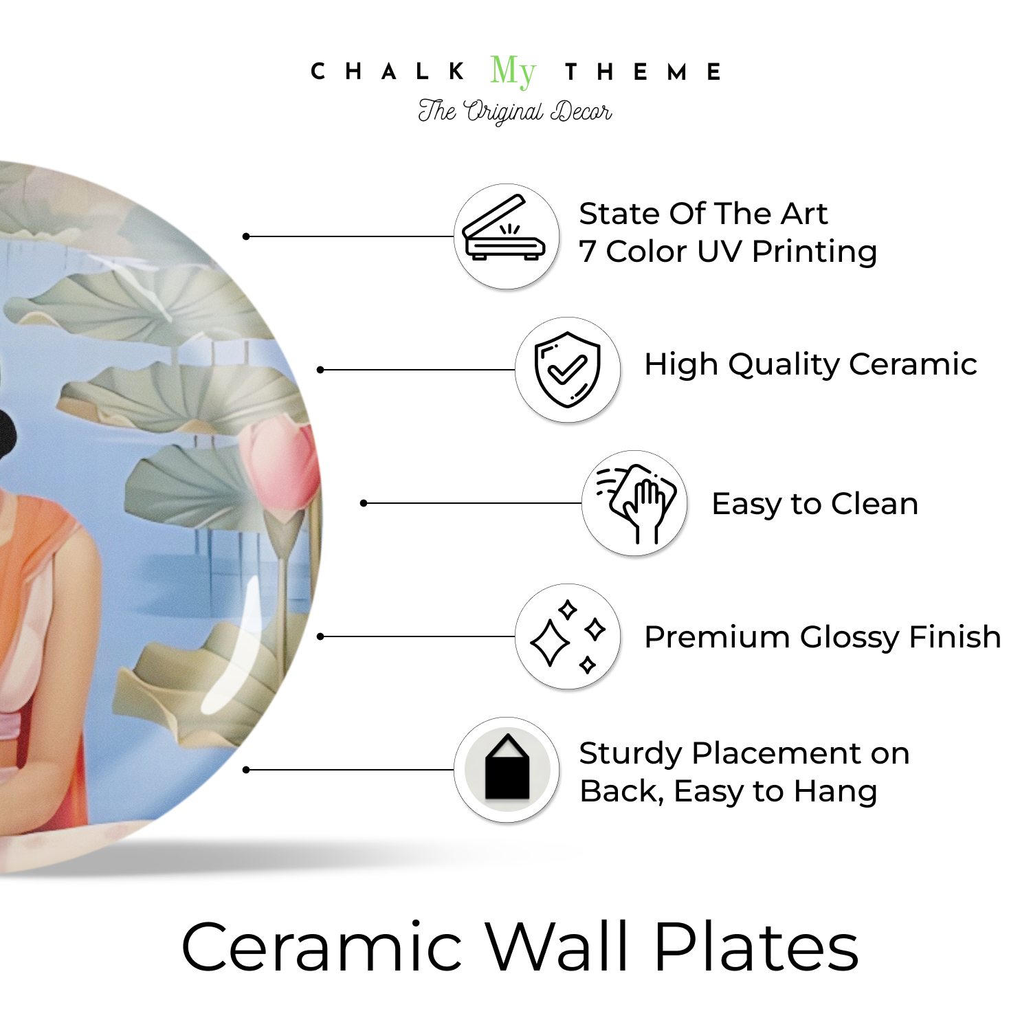 thinking woman ceramic plates wall decor
