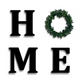 HOME Letters With Green Wreath Wooden Sign Wall Art Home Decoration