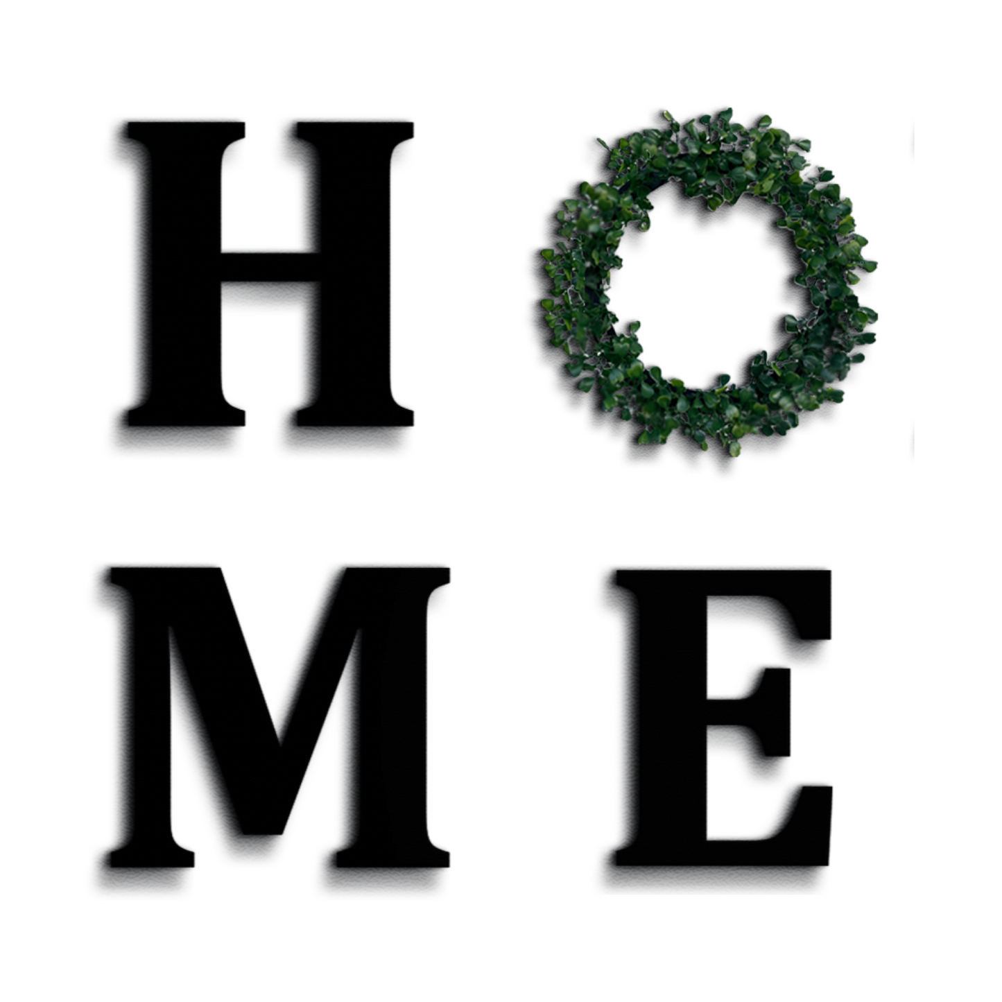 HOME Letters With Green Wreath Wooden Sign Wall Art Home Decoration