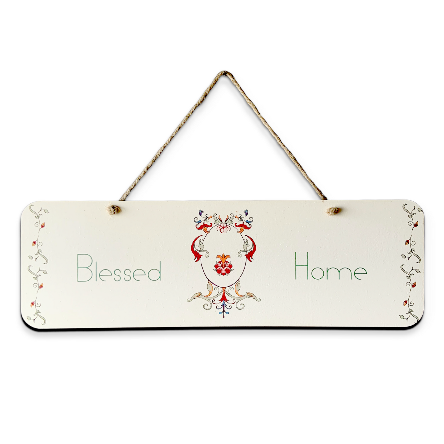 Blessed Home Wood Print Colorful Wall or Door Hanging