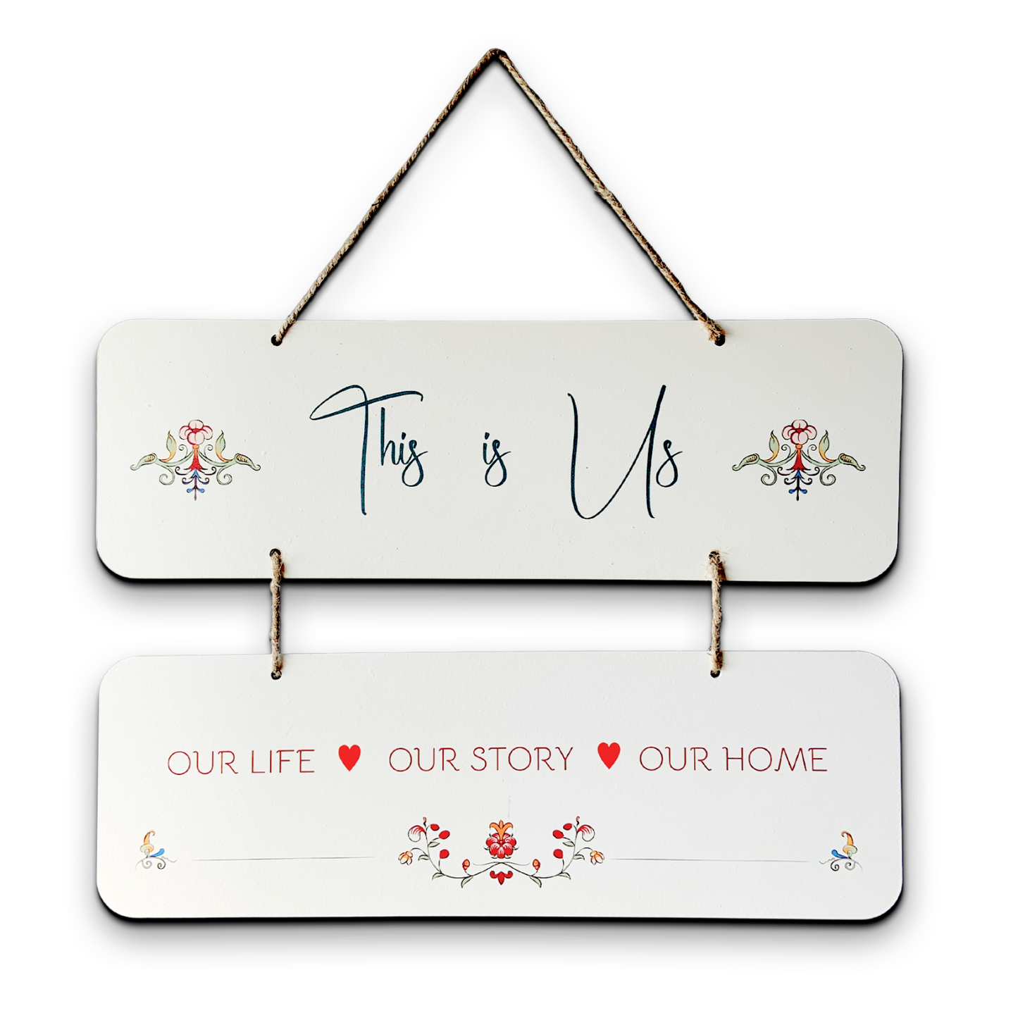 This Is Us 2 Layer Wood Print Colorful Wall or Door Hanging