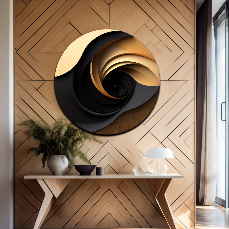 Abstract Swirl Wood Print Wall Art