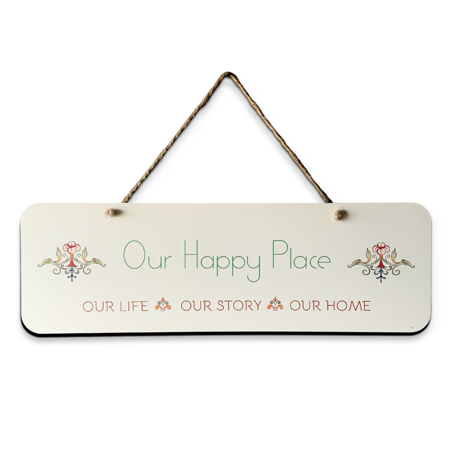 Our Happy Place Wood Print Colorful Wall or Door Hanging