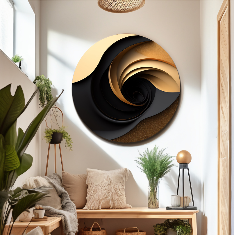 Abstract Swirl Wood Print Wall Art