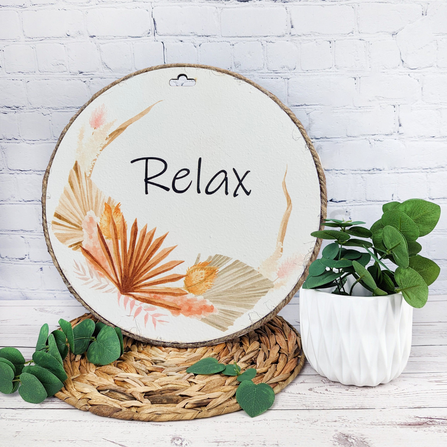 Relax Wood Print Colorful Wall or Door Hanging