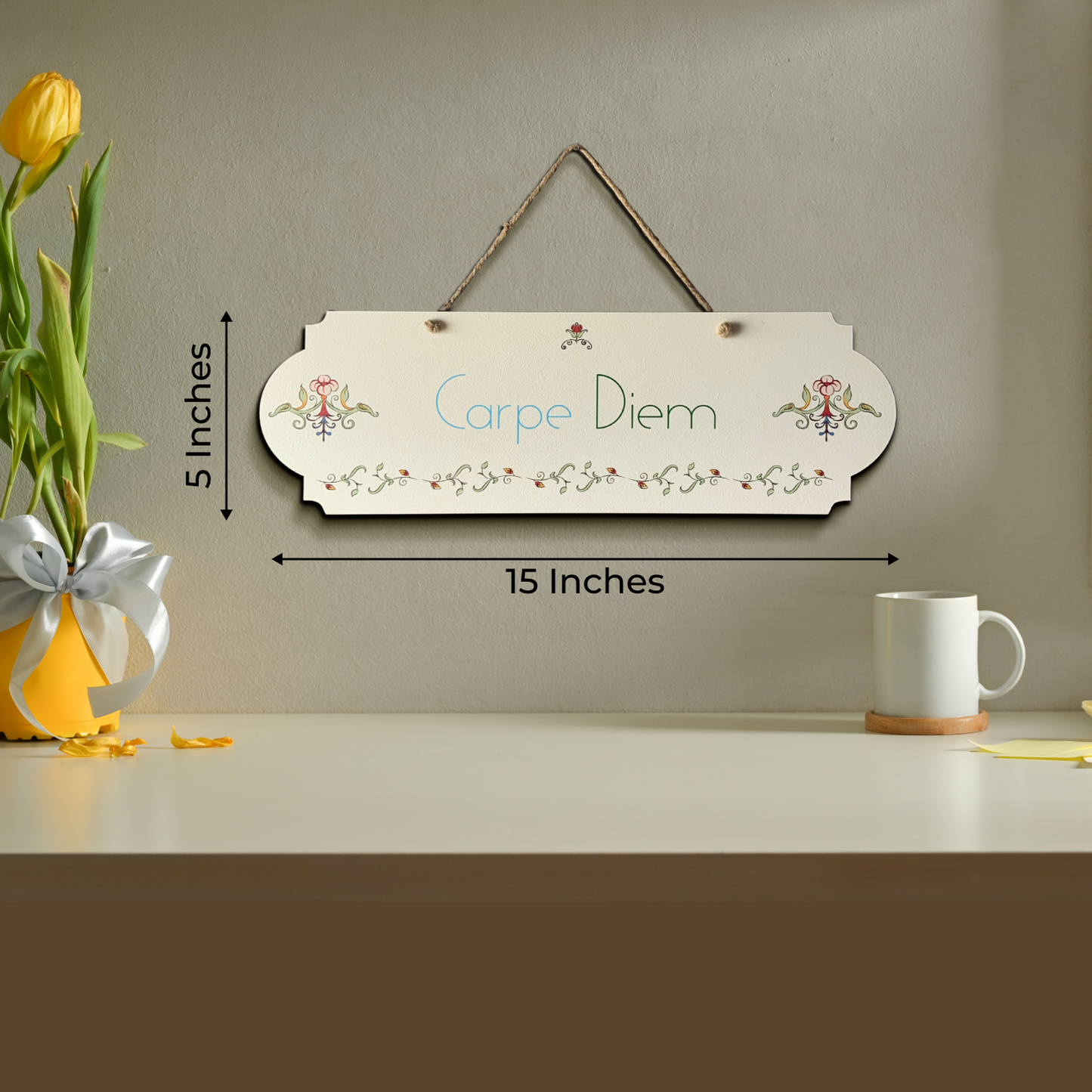 Carpe Diem Wood Print Colorful Wall or Door Hanging