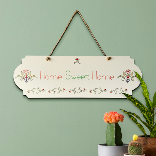 Home Sweet Home Wood Print Colorful Wall or Door Hanging