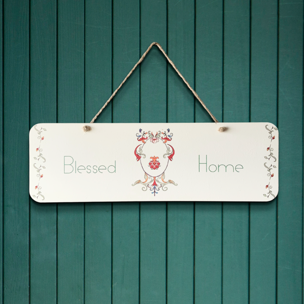Blessed Home Wood Print Colorful Wall or Door Hanging