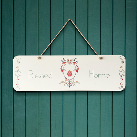 Blessed Home Wood Print Colorful Wall or Door Hanging