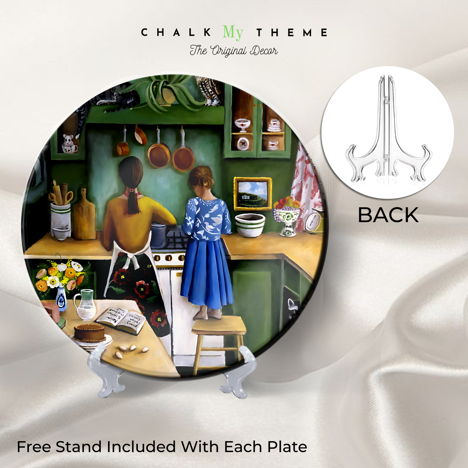 mother daughter cooking ceramic wall plate for business