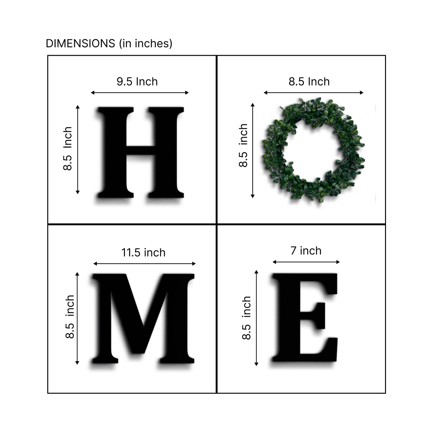 HOME Letters With Green Wreath Wooden Sign Wall Art Home Decoration