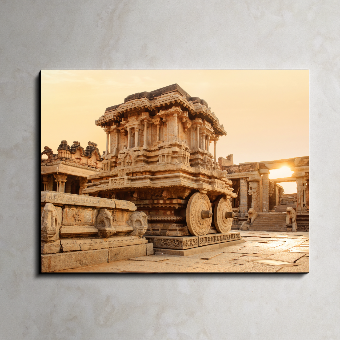 Stone Chariot in Hampi Vittala Temple Wood Print Wall Art