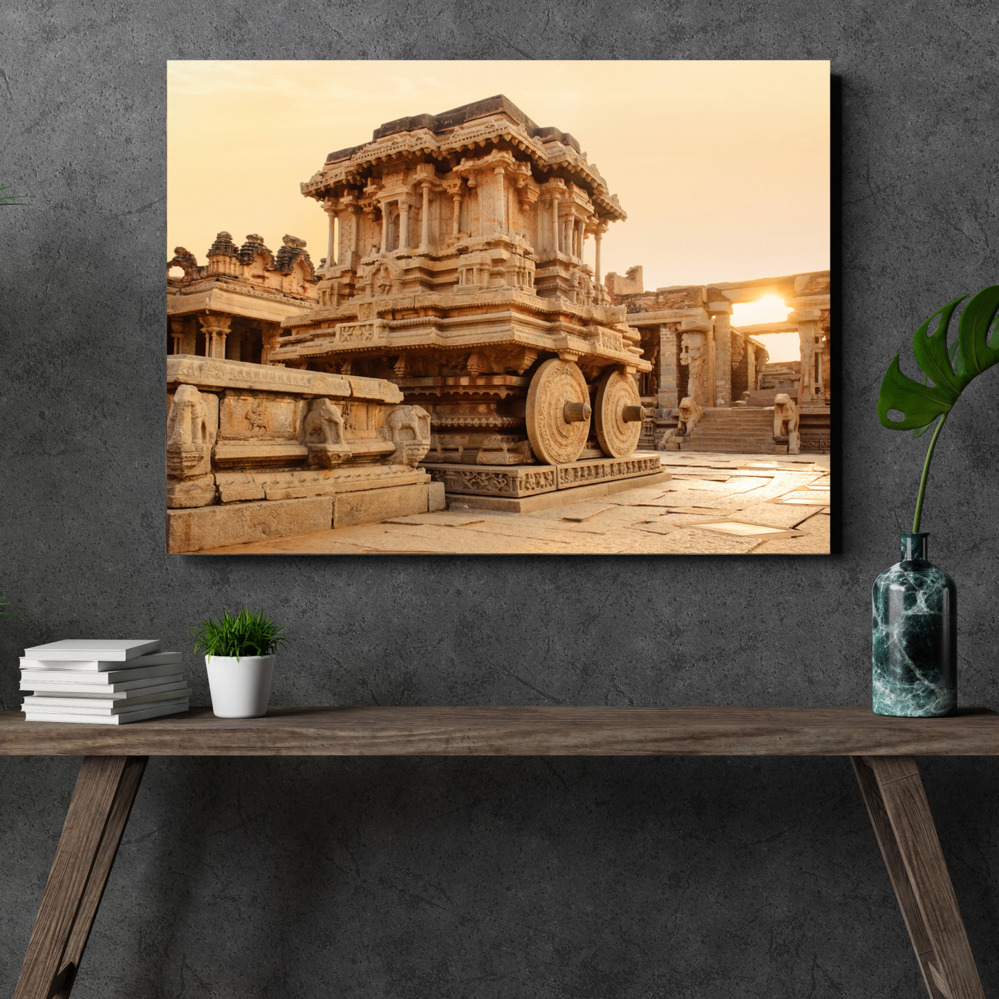 Stone Chariot in Hampi Vittala Temple Wood Print Wall Art