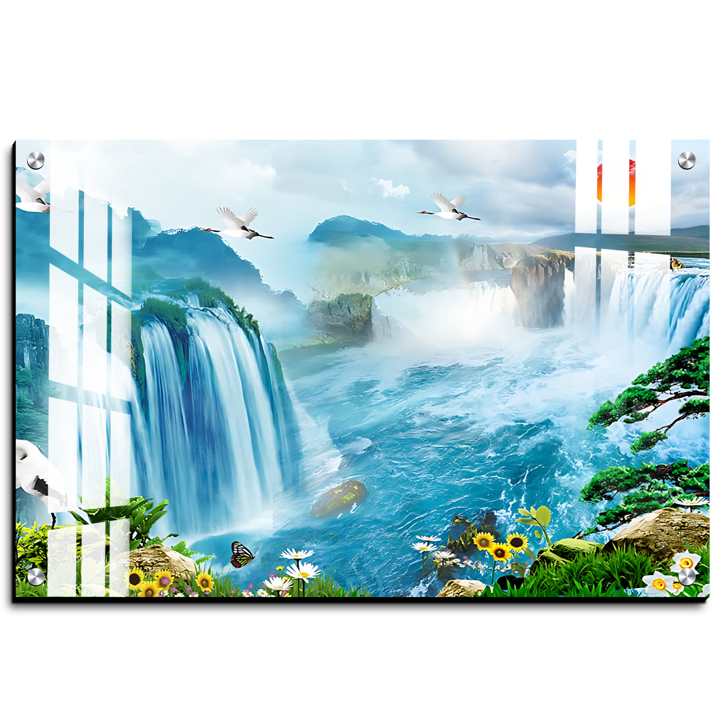 Marvelous Water Fall Good Luck Wall Art Luxury Painting