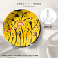 Pink Lotus Yellow Ceramic Wall Plate Home Décor