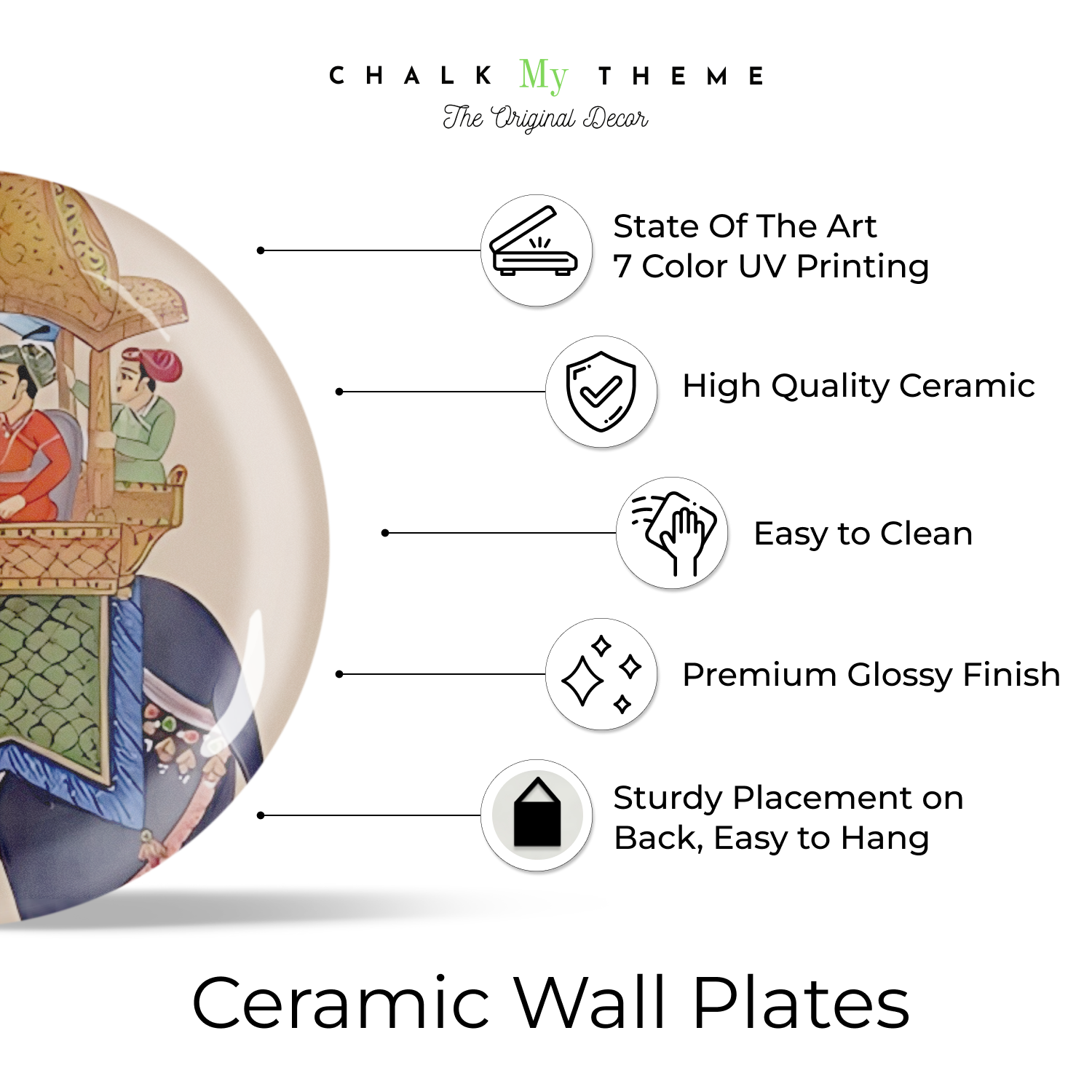 King and Elephant plate wall art