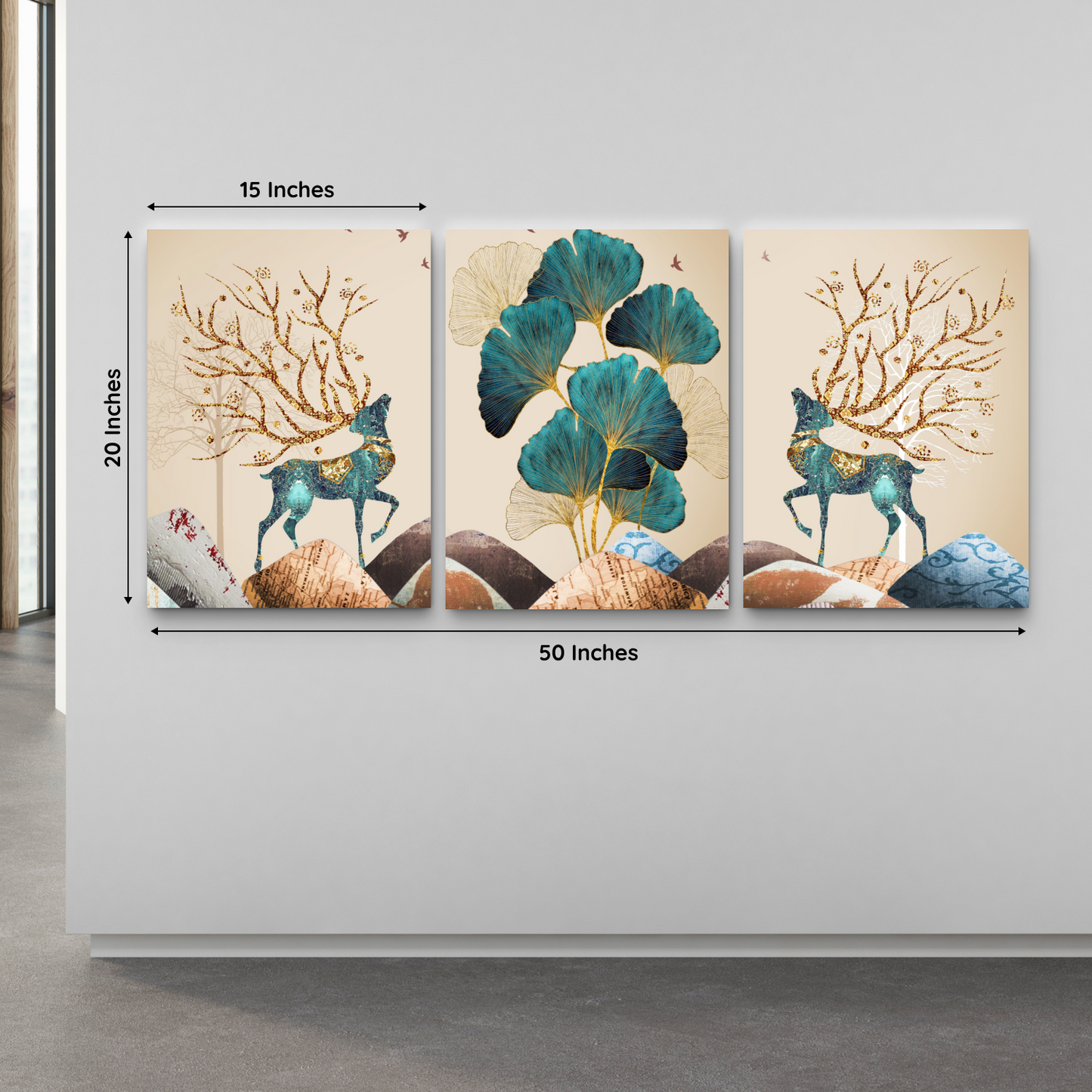 Nature Mural Wood Print Wall Art Set of 3