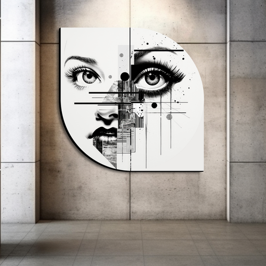 Abstract Face Wood Print Wall Art