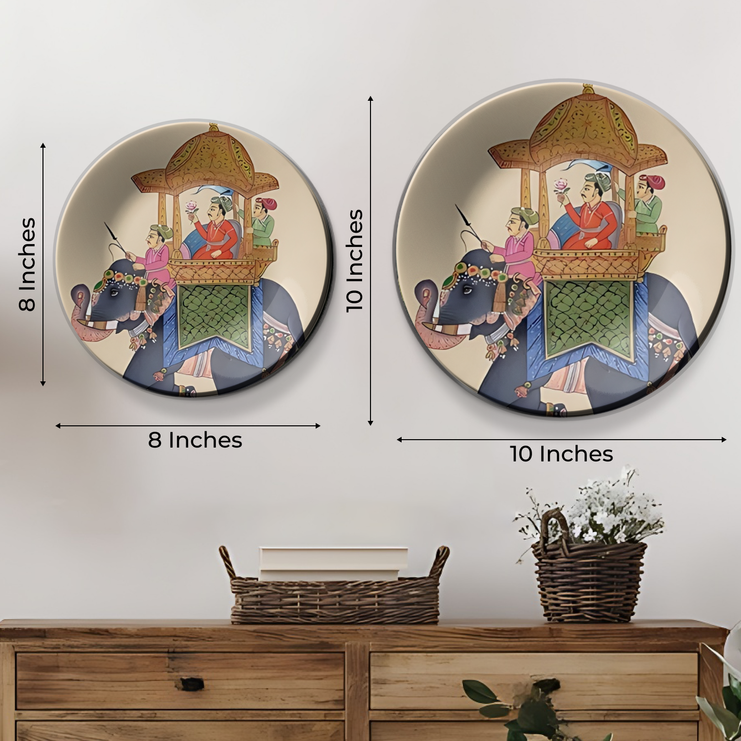 Royal Elephant and King ceramic decorative wall plates