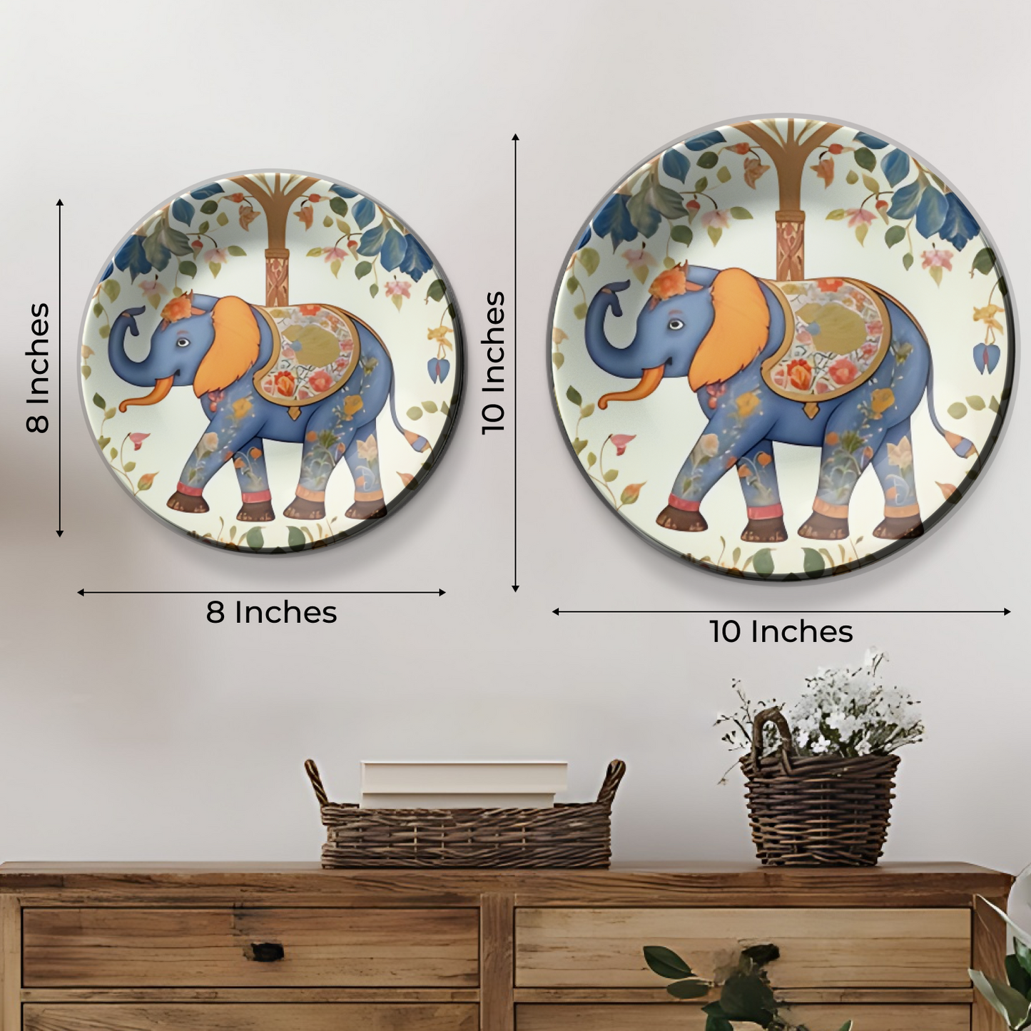 Royal Elephant Ceramic Wall Plate Home Décor