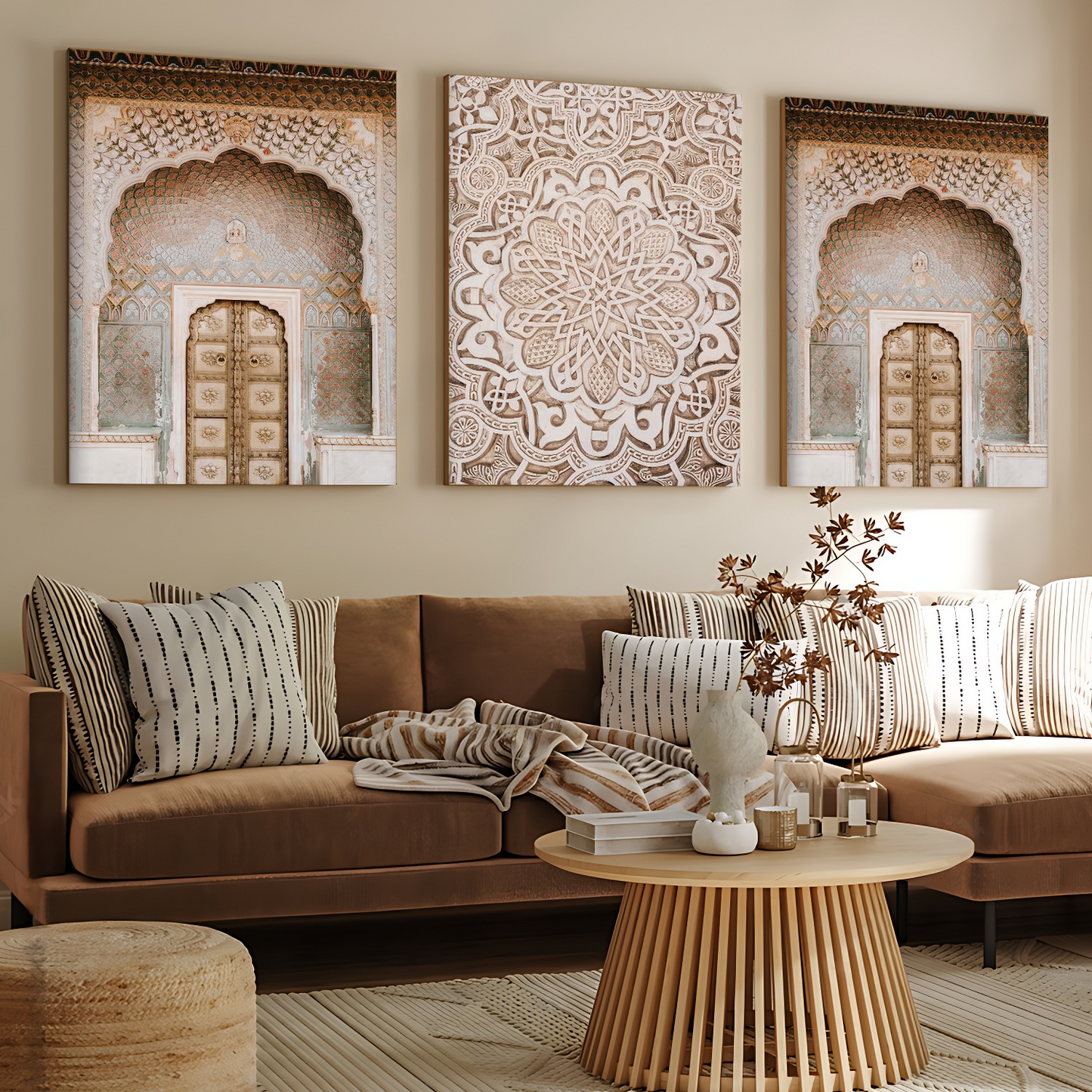 Morocco Oriental Bohemian Door Wood Print Wall Art Set of 3