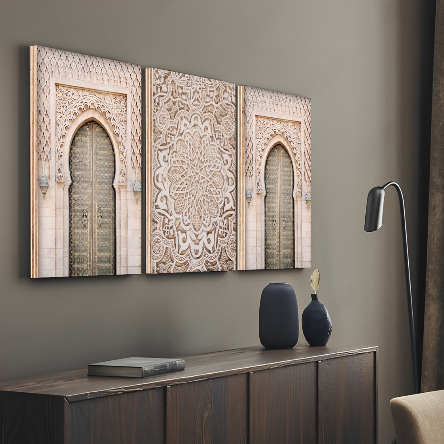 Morocco Oriental Door Wood Print Wall Art Set of 3