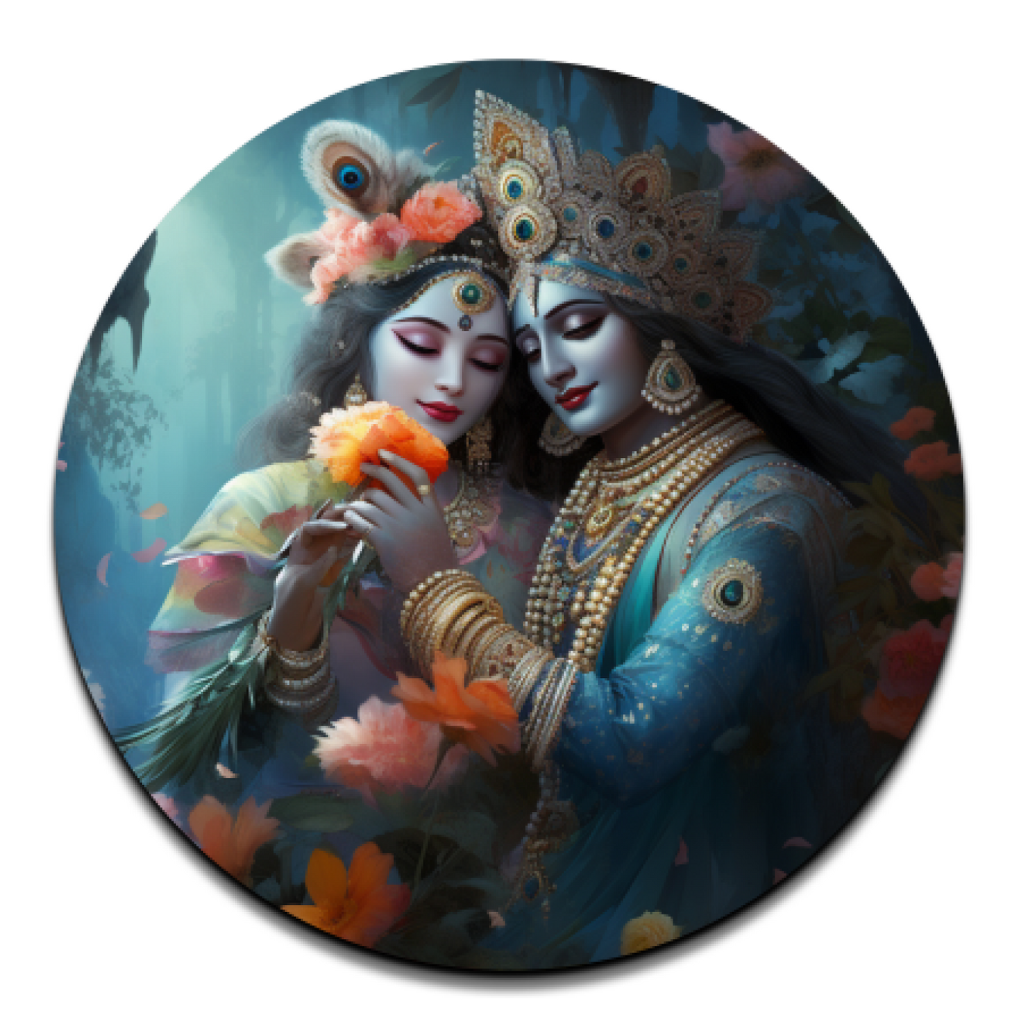 Radha Krishna Digital Wood Print Wall Art