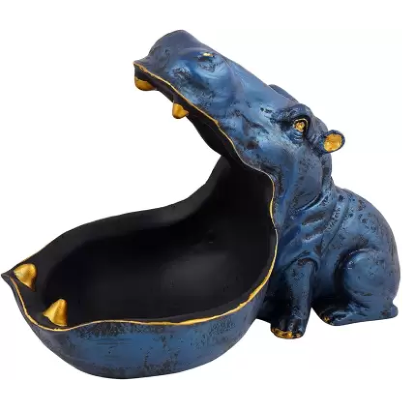 Angry Hippopotamus Mouth Open Face Sculpture for Living Room Home Decor