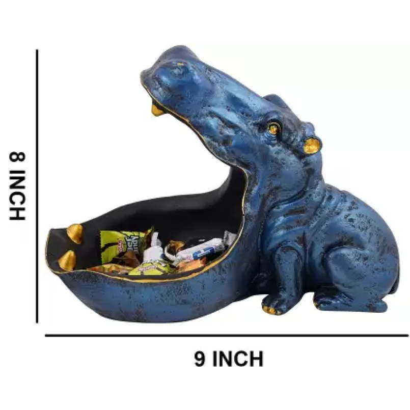 Angry Hippopotamus Mouth Open Face Sculpture for Living Room Home Decor