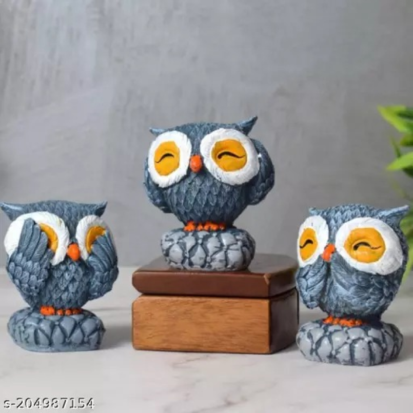 Whimsical Owl Trio Delight Shelf Decor Accents