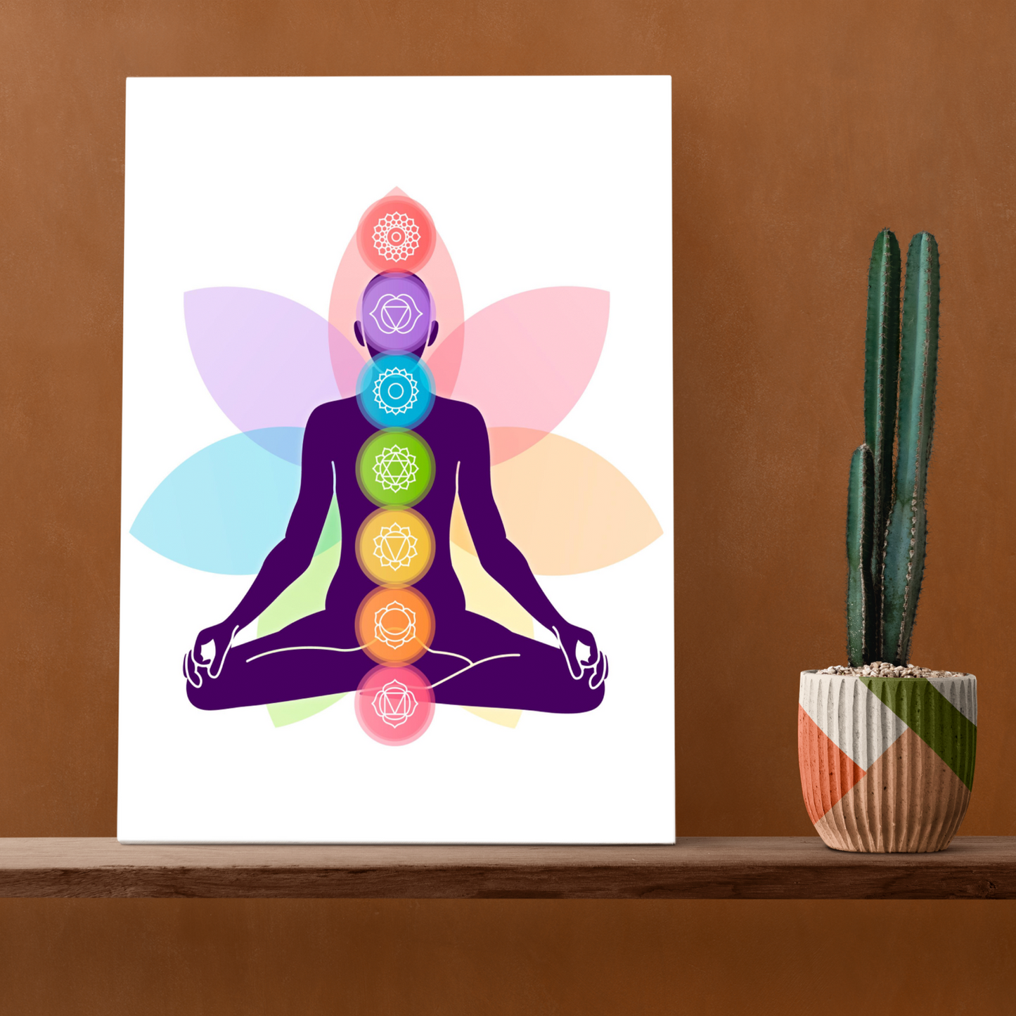 7 Chakra Colorful Wood Print Wall Art