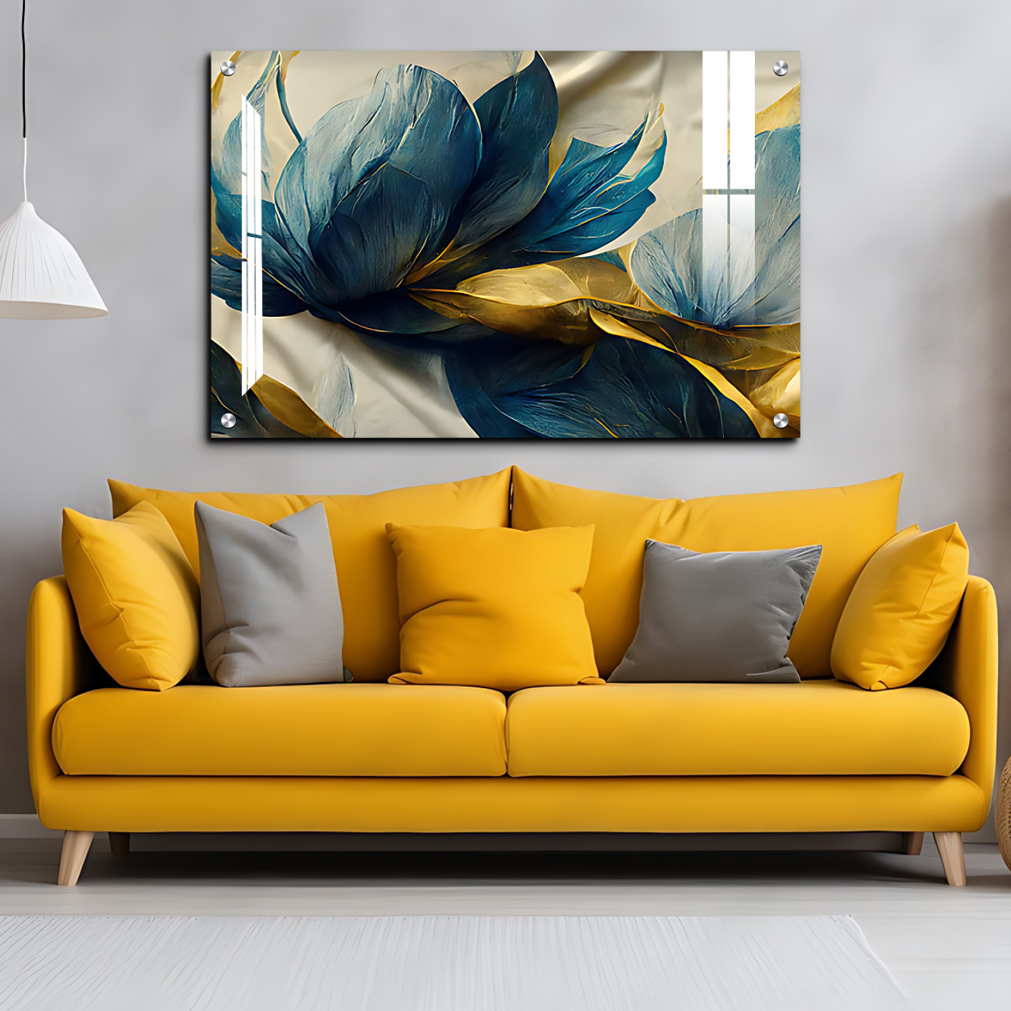 Blue Large Flowers Freedom Luxury Wall Painting