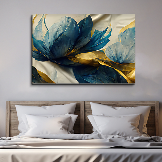 Blue Large Flowers Freedom Luxury Wall Painting