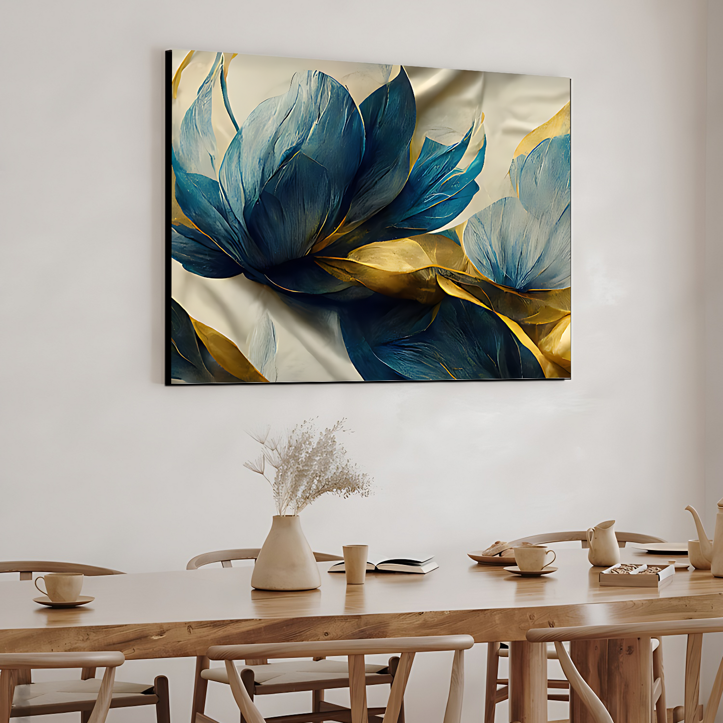 Blue Large Flowers Freedom Luxury Wall Painting
