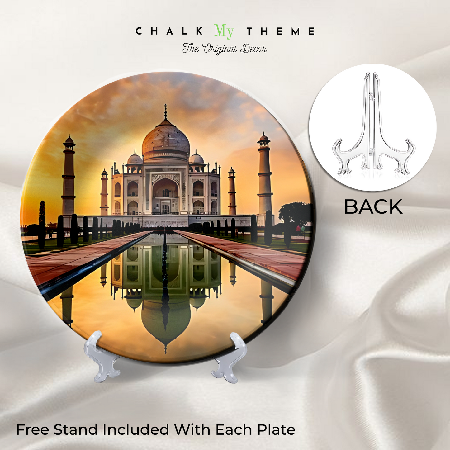 Trio of Exquisite Indian Structure Taj Mahal and Royal Palace Wall Plates Décor for Cultural Enrichment