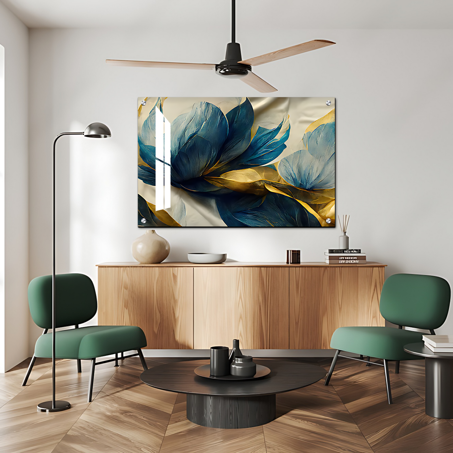 Blue Large Flowers Freedom Luxury Wall Painting