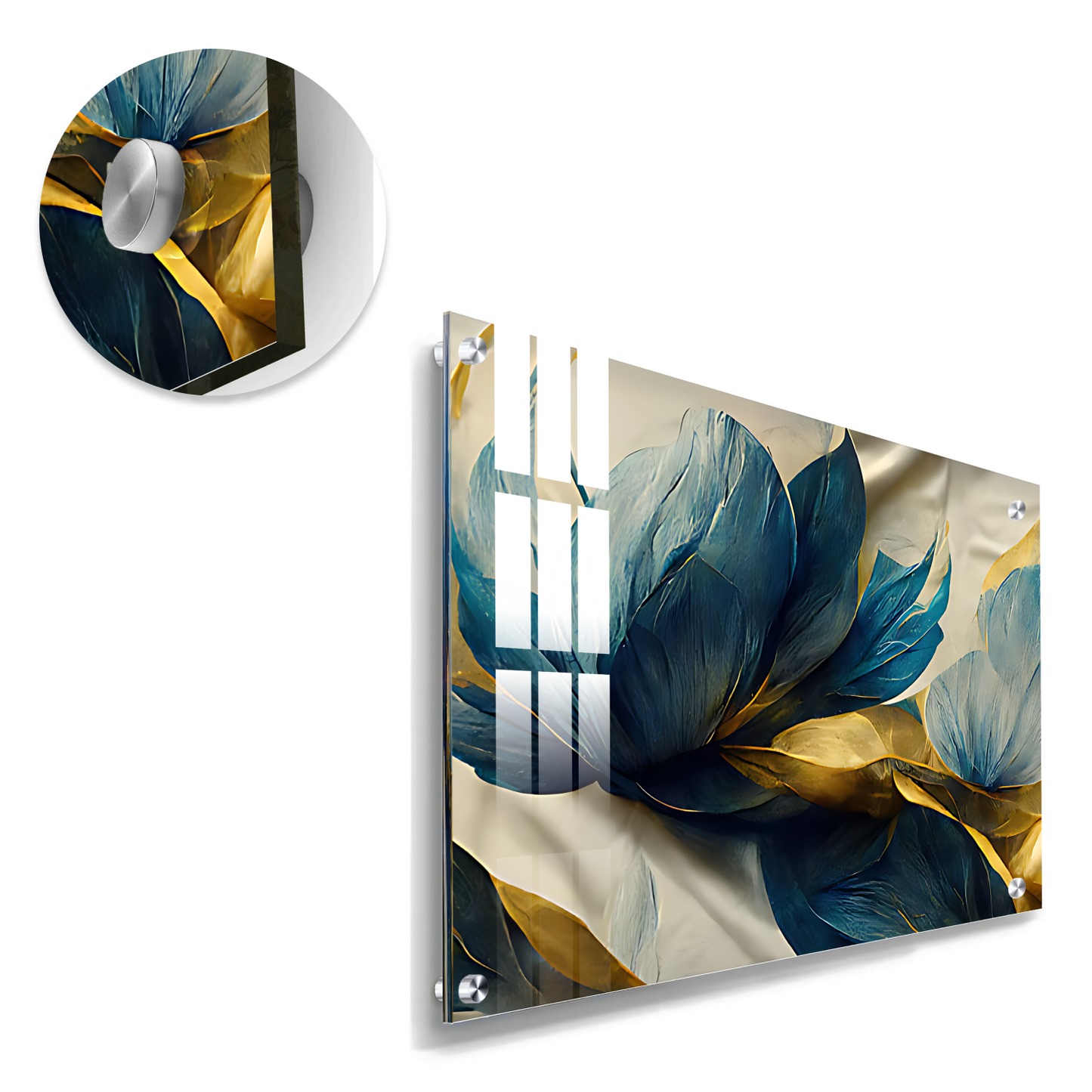 Blue Large Flowers Freedom Luxury Wall Painting