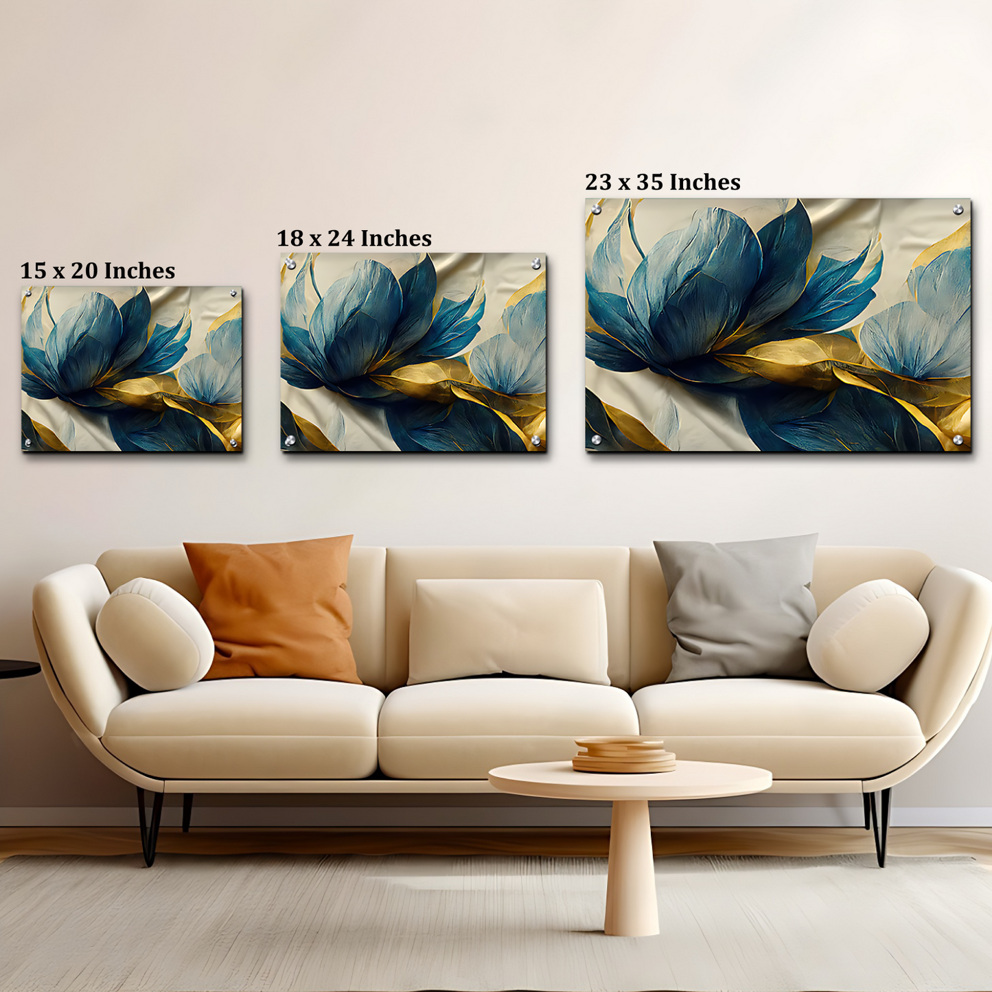 Blue Large Flowers Freedom Luxury Wall Painting