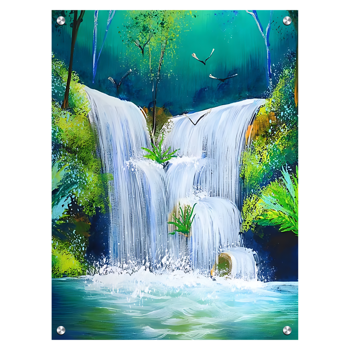 Waterfall Good Luck Wall Art Luxury Painting