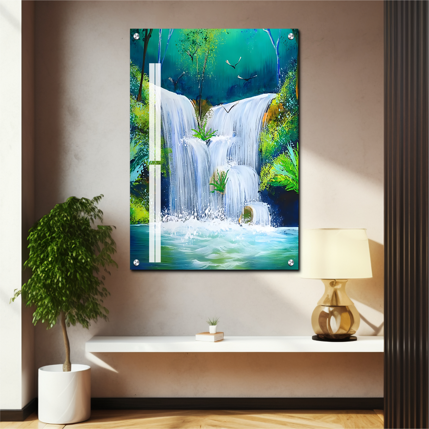 Waterfall Good Luck Wall Art Luxury Painting