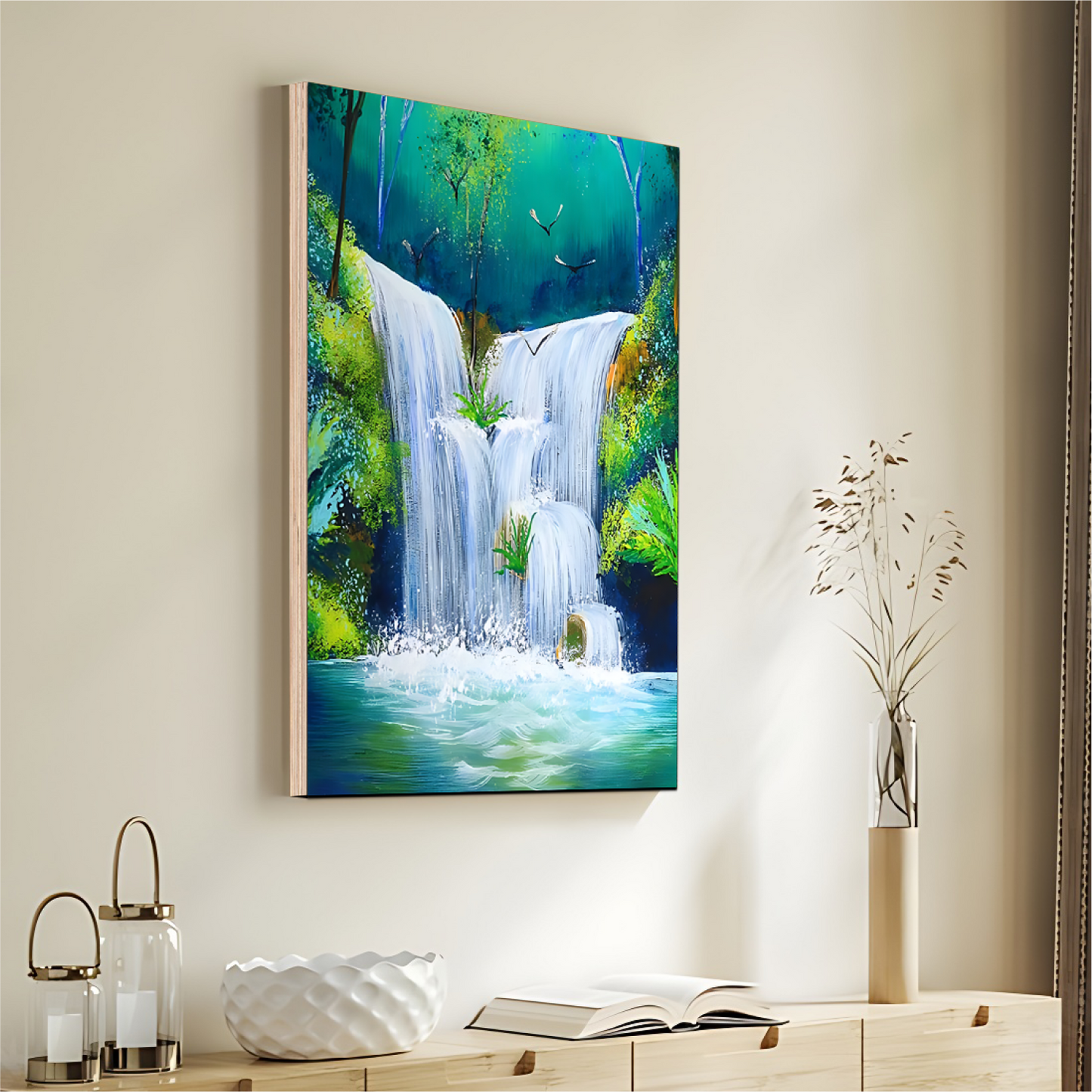 Waterfall Good Luck Wall Art Luxury Painting