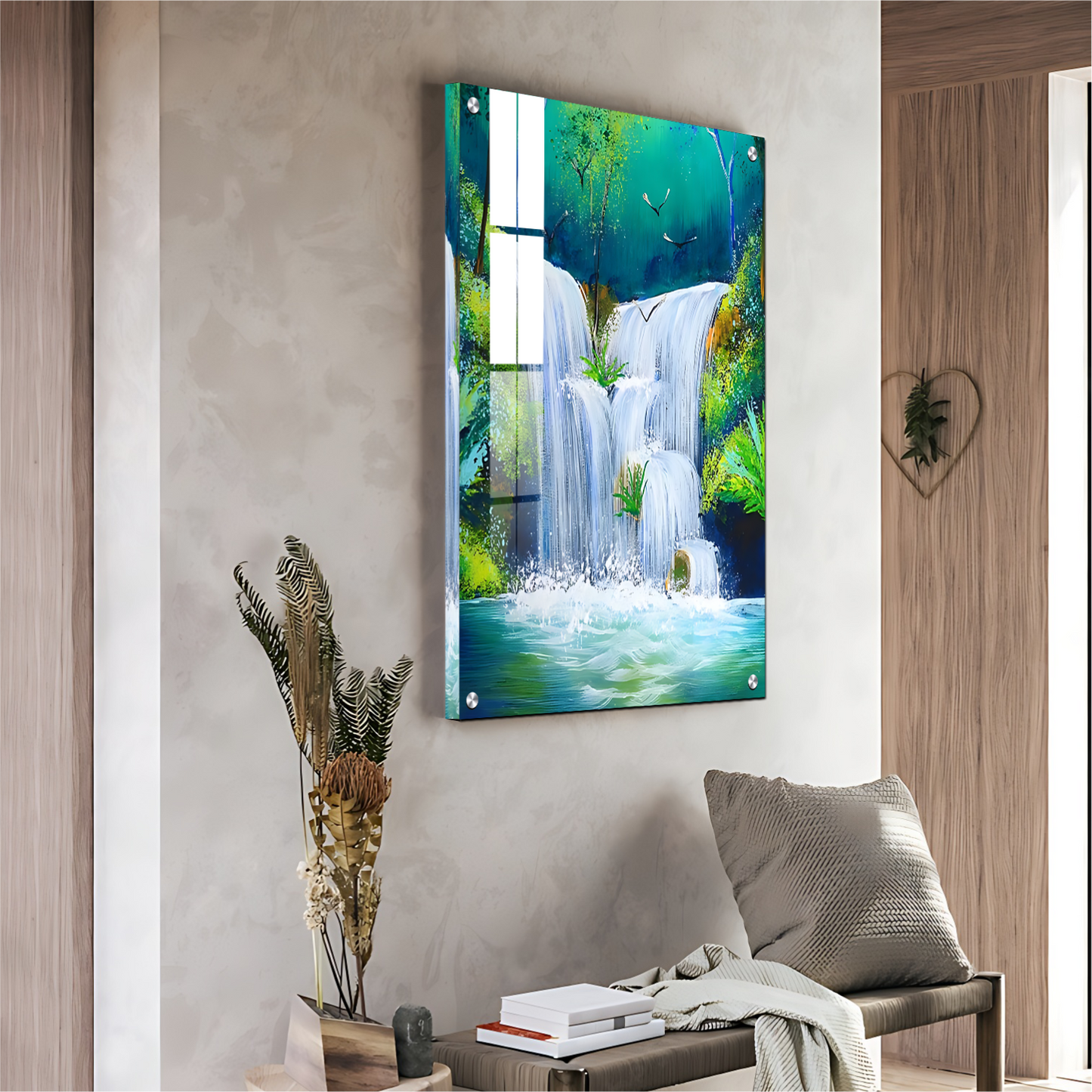 Waterfall Good Luck Wall Art Luxury Painting