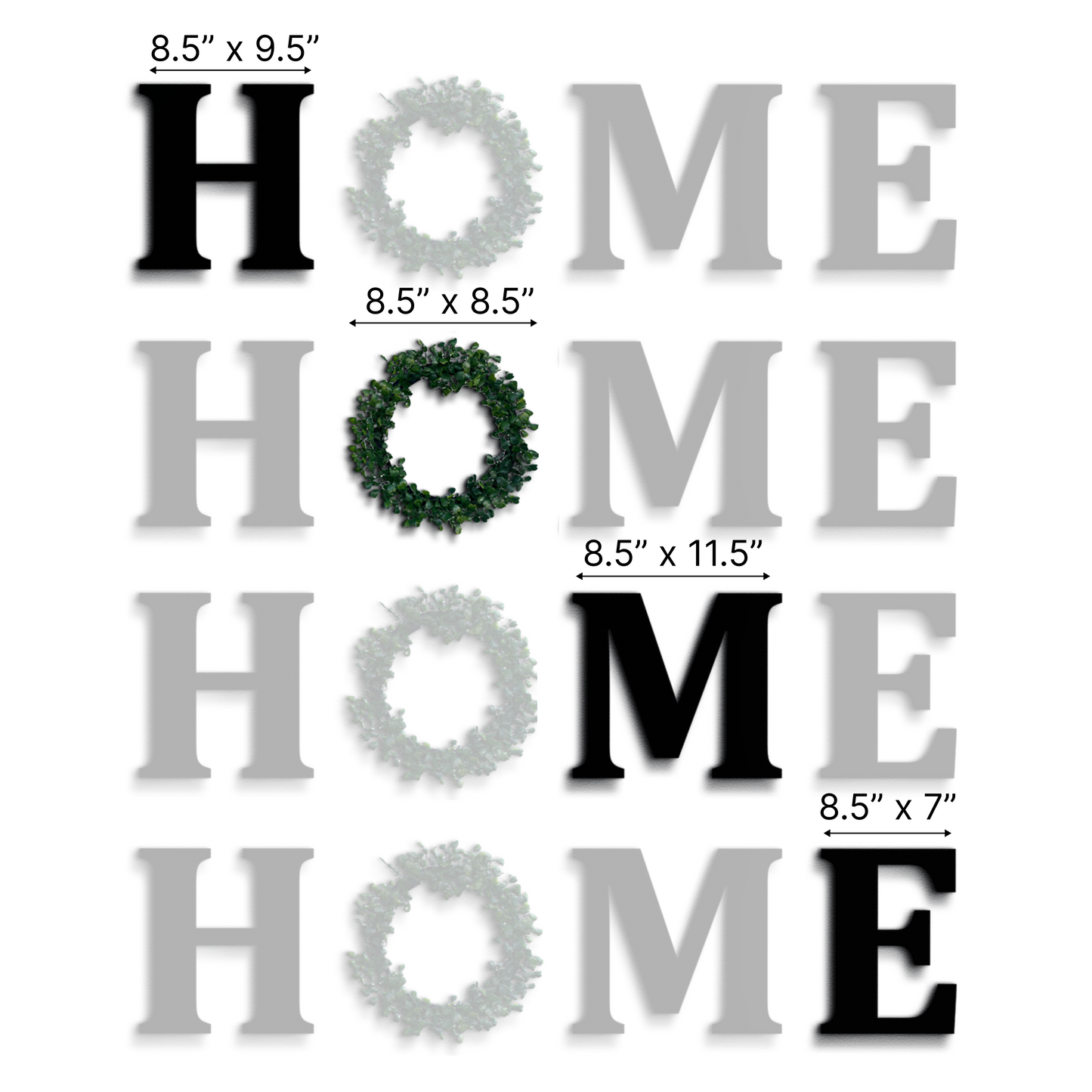 HOME Letters With Green Wreath Wooden Sign Wall Art Home Decoration